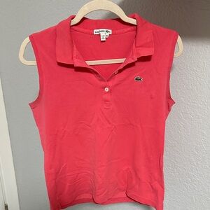 Lacoste Women's Coral Sleeveless Polo Top